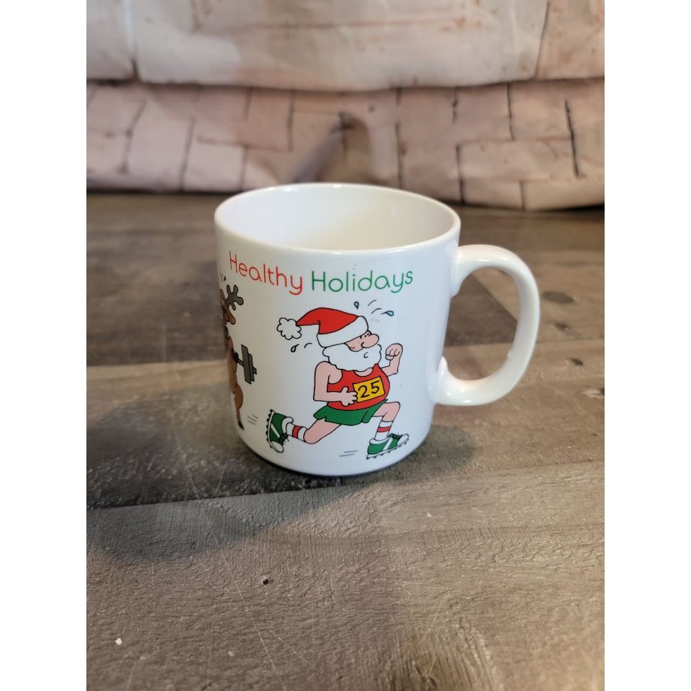 Russ Healthy Holidays santa‎ mug excerise reindeer xmas